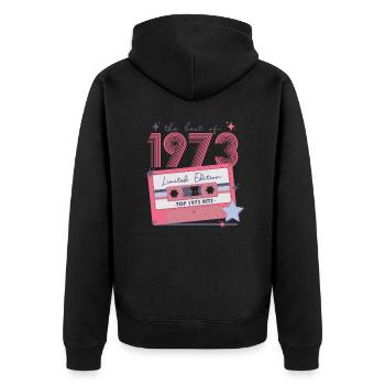 1973 Birthday born in 1973 Retro Vintage - Unisex Premium Organic Zip Hoodie - black - Back - Nico (187cm)