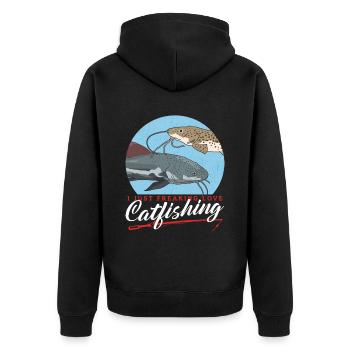 Pêcheurs à la ligne Pêche au poisson-chat Poisson Cadeau de pêche - Veste à capuche bio Premium Unisexe - noir - Dos - Nico (187cm)