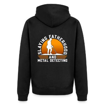 Metal Detector Treasure Hunt Daddy Detectorist - Unisex Premium Organic Zip Hoodie - black - Back - Nico (187cm)