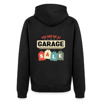 Ventes de garage Tu m’as eu à la vente de garage Marché aux puces - Veste à capuche bio Premium Unisexe - noir - Dos - Nico (187cm)