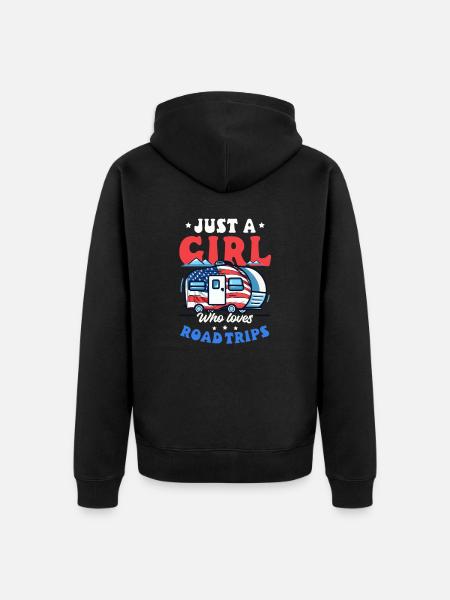 Roadtrip-Mädchen liebt Roadtrips - Unisex Premium Bio Zip Hoodie - Schwarz
