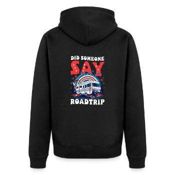 Roadtrip Hat jemand Roadtrip gesagt? - Unisex Premium Bio Zip Hoodie - Schwarz - Hinten - Nico (187cm)