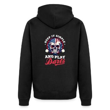 Dart Keep Simple Play Darts - Unisex Premium Bio Zip Hoodie - Schwarz - Hinten - Nico (187cm)