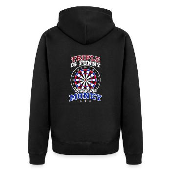Dart Tripple Ist Lustig Verdient Geld - Unisex Premium Bio Zip Hoodie - Schwarz - Hinten - Nico (187cm)