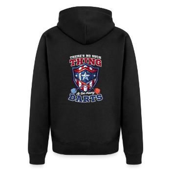 Werfen Sie nicht zu viele Darts - Unisex Premium Bio Zip Hoodie - Schwarz - Hinten - Nico (187cm)