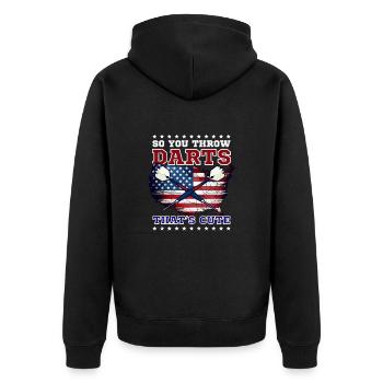 Dart You Throw Darts Cute - Unisex Premium Organic Zip Hoodie - black - Back - Nico (187cm)