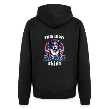 Dart Das ist mein Darts Outfit - Unisex Premium Bio Zip Hoodie - Schwarz - Hinten - Nico (187cm)