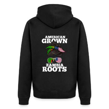 Sambia - Unisex Premium Bio Zip Hoodie - Schwarz - Hinten - Nico (187cm)