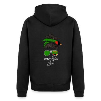 Sambia - Unisex Premium Bio Zip Hoodie - Schwarz - Hinten - Nico (187cm)
