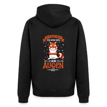 Ich schlafe nicht ich ruhe nur meine Augen aus - Unisex Premium Bio Zip Hoodie - Schwarz - Hinten - Nico (187cm)
