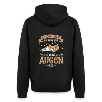 Ich schlafe nicht ich ruhe nur meine Augen aus - Unisex Premium Bio Zip Hoodie - Schwarz - Hinten - Nico (187cm)