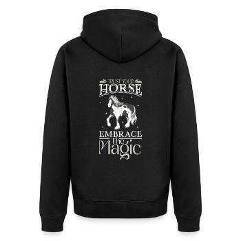 Libérez la magie - chevaux - Veste à capuche bio Premium Unisexe - noir - Dos - Nico (187cm)