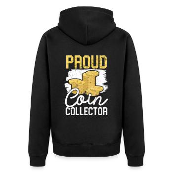 Coin Collector Numismatist Coin Collecting - Unisex Premium Organic Zip Hoodie - black - Back - Nico (187cm)