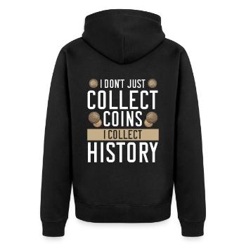 Coin Collector Numismatist Coin Collecting - Unisex Premium Organic Zip Hoodie - black - Back - Nico (187cm)
