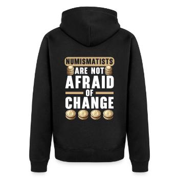 Coin Collector Numismatist Coin Collecting - Unisex Premium Organic Zip Hoodie - black - Back - Nico (187cm)