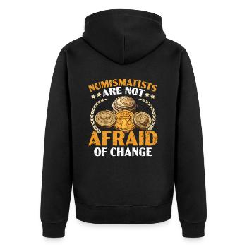 Coin Collector Numismatist Coin Collecting - Unisex Premium Organic Zip Hoodie - black - Back - Nico (187cm)