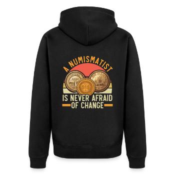 Coin Collector Numismatist Coin Collecting - Unisex Premium Organic Zip Hoodie - black - Back - Nico (187cm)