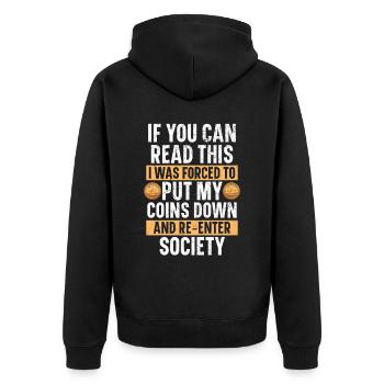 Coin Collector Numismatist Coin Collecting - Unisex Premium Organic Zip Hoodie - black - Back - Nico (187cm)