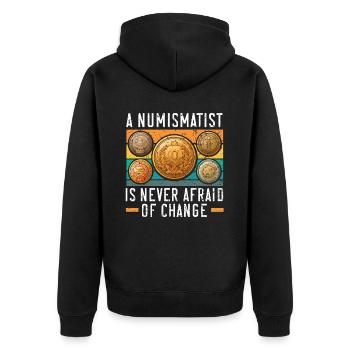 Coin Collector Numismatist Coin Collecting - Unisex Premium Organic Zip Hoodie - black - Back - Nico (187cm)