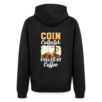 Coin Collector Numismatist Coin Collecting - Unisex Premium Organic Zip Hoodie - black - Back - Nico (187cm)