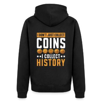 Coin Collector Numismatist Coin Collecting - Unisex Premium Organic Zip Hoodie - black - Back - Nico (187cm)