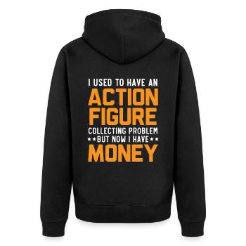 Actionfigur Sammler Hobby Spielzeug Sammlung - Unisex Premium Bio Zip Hoodie - Schwarz - Hinten - Nico (187cm)