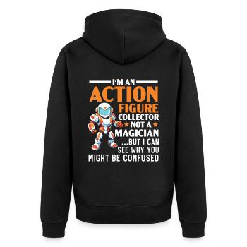 Actionfigur Sammler Hobby Spielzeug Sammlung - Unisex Premium Bio Zip Hoodie - Schwarz - Hinten - Nico (187cm)
