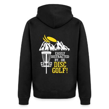 Discgolf Disc golf Frisbee - Unisex Premium Organic Zip Hoodie - black - Back - Nico (187cm)