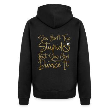 Happy Divorce Party You Can't Fix - Unisex Premium Bio Zip Hoodie - Schwarz - Hinten - Nico (187cm)