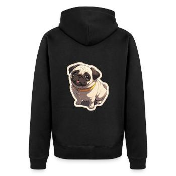 Mops Mops Hund Mops Geschenke Mops Liebhaber - Unisex Premium Bio Zip Hoodie - Schwarz - Hinten - Nico (187cm)