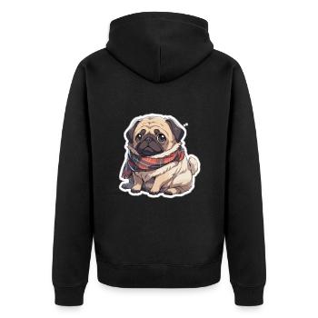 Mops Mops Hund Mops Geschenke Mops Liebhaber - Unisex Premium Bio Zip Hoodie - Schwarz - Hinten - Nico (187cm)
