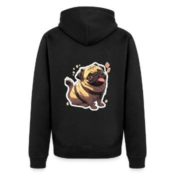 Mops Mops Hund Mops Geschenke Mops Liebhaber - Unisex Premium Bio Zip Hoodie - Schwarz - Hinten - Nico (187cm)