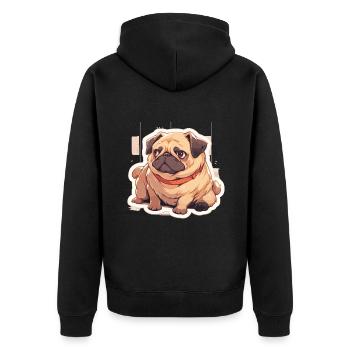 Mops Mops Hund Mops Geschenke Mops Liebhaber - Unisex Premium Bio Zip Hoodie - Schwarz - Hinten - Nico (187cm)
