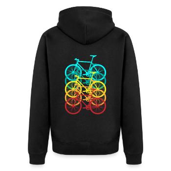 Bike in retro colors, cool MTB design Radler - Unisex Premium Organic Zip Hoodie - black - Back - Nico (187cm)