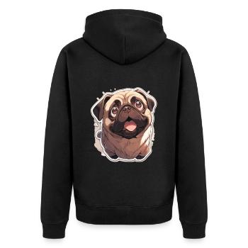 Mops Mops Hund Mops Geschenke Mops Liebhaber - Unisex Premium Bio Zip Hoodie - Schwarz - Hinten - Nico (187cm)