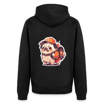 Mops Mops Hund Mops Geschenke Mops Liebhaber - Unisex Premium Bio Zip Hoodie - Schwarz - Hinten - Nico (187cm)