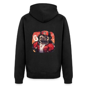 Mops Mops Hund Mops Geschenke Mops Liebhaber - Unisex Premium Bio Zip Hoodie - Schwarz - Hinten - Nico (187cm)