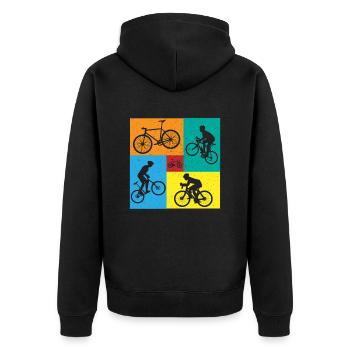 Retro-Bike: Freiheit auf Rädern Biker Radler MTB - Unisex Premium Bio Zip Hoodie - Schwarz - Hinten - Nico (187cm)
