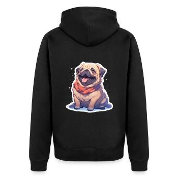 Mops Mops Hund Mops Geschenke Mops Liebhaber - Unisex Premium Bio Zip Hoodie - Schwarz - Hinten - Nico (187cm)