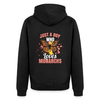 Juste un garçon qui aime le papillon monarque - Veste à capuche bio Premium Unisexe - noir - Dos - Nico (187cm)