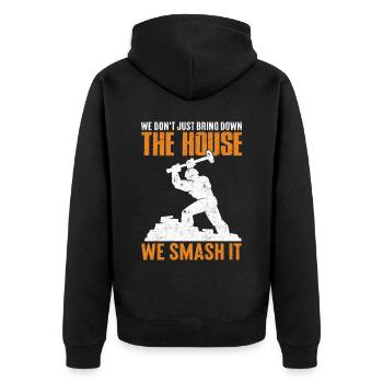 Fun day of house demolition - Unisex Premium Organic Zip Hoodie - black - Back - Nico (187cm)
