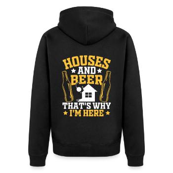 Lustiger Tag des Hausabrisses - Unisex Premium Bio Zip Hoodie - Schwarz - Hinten - Nico (187cm)