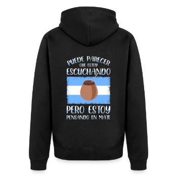 Drapeau de l’Argentine Thé yerba maté argentin - Veste à capuche bio Premium Unisexe - noir - Dos - Nico (187cm)