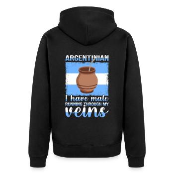 Drapeau de l’Argentine Thé yerba maté argentin - Veste à capuche bio Premium Unisexe - noir - Dos - Nico (187cm)