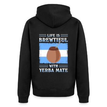 Argentina flag Argentine yerba mate tea - Unisex Premium Organic Zip Hoodie - black - Back - Nico (187cm)