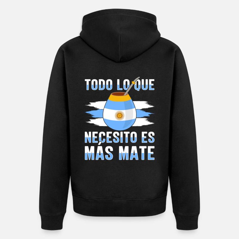 Argentinien-Flagge Argentinischer Yerba Mate Tee - Unisex Premium Bio Zip Hoodie - Schwarz