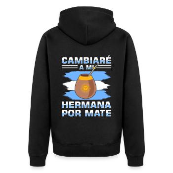 Argentinien-Flagge Argentinischer Yerba Mate Tee - Unisex Premium Bio Zip Hoodie - Schwarz - Hinten - Nico (187cm)