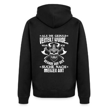 Als die Geduld verteilt wurde - Wikinger - Unisex Premium Bio Zip Hoodie - Schwarz - Hinten - Nico (187cm)