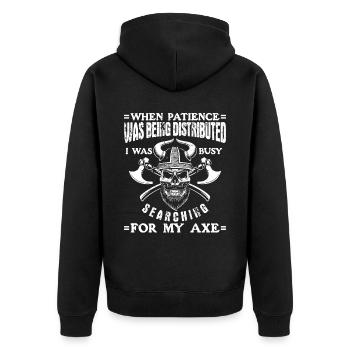 Als die Geduld verteilt wurde - Wikinger - Unisex Premium Bio Zip Hoodie - Schwarz - Hinten - Nico (187cm)