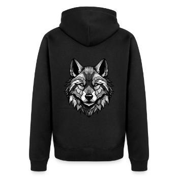 Akita Hund Portrait - Unisex Premium Bio Zip Hoodie - Schwarz - Hinten - Nico (187cm)